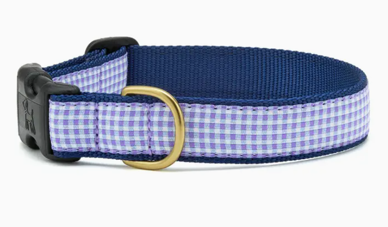 Purple Gingham Dog Collar