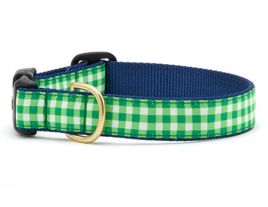 Lime Gingham Dog Collar