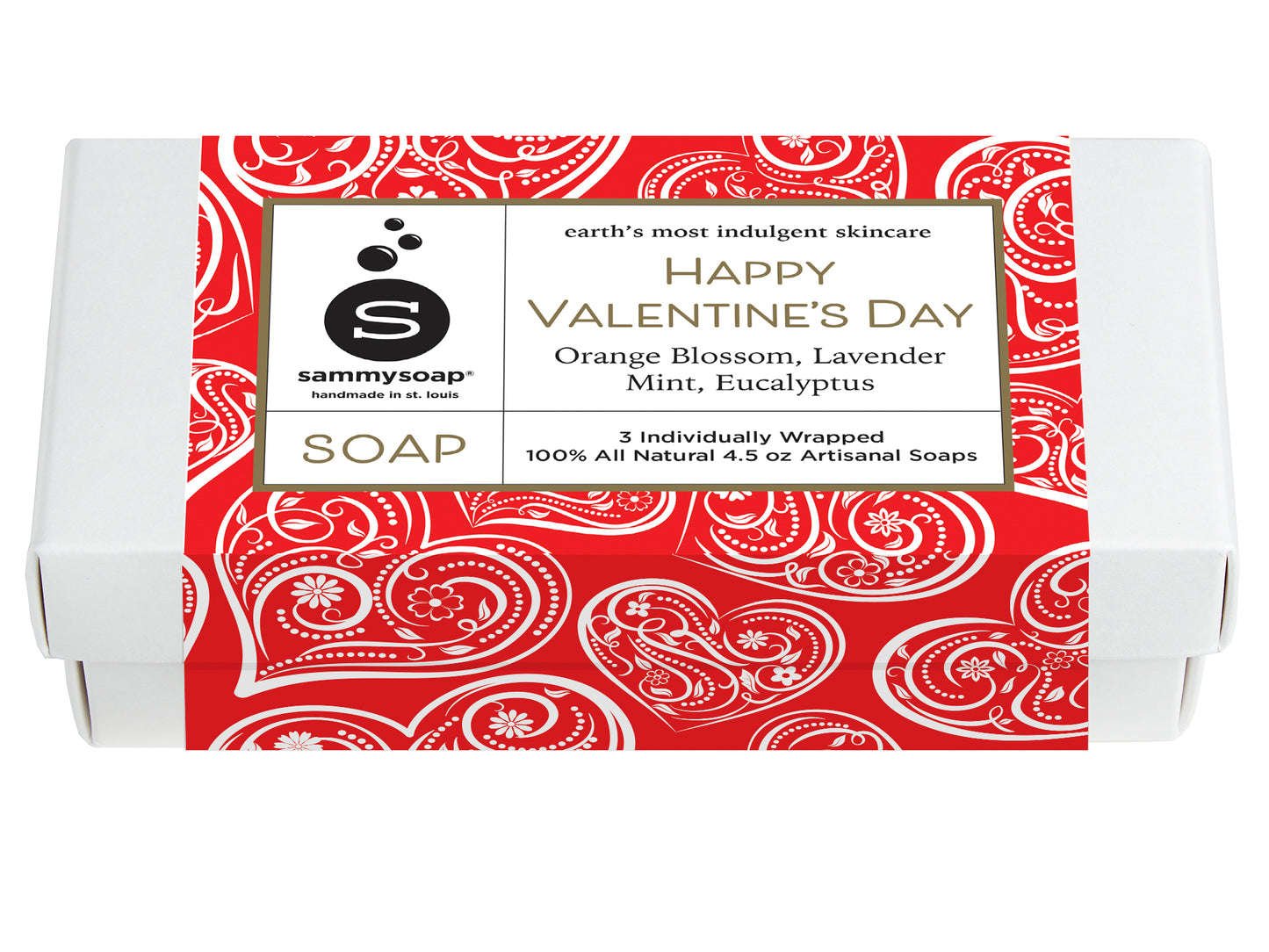 Happy Valentine's Day (Red Hearts Pattern) Three Pack Gift Box